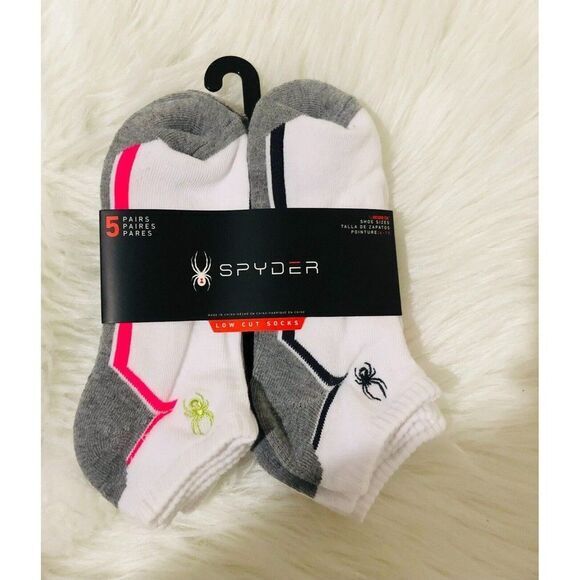 Spyder Women's Linear Low Cut Socks 5 Pack White One Size NWT - Picture 3 of 6